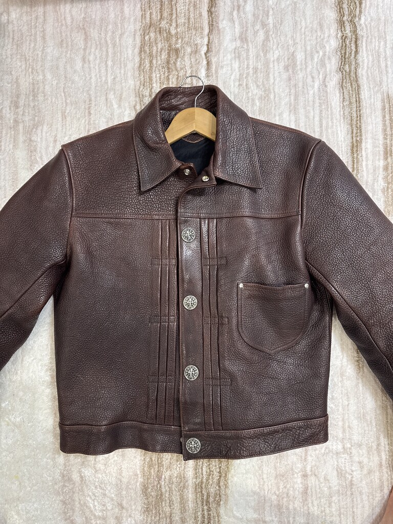 Leather jacket made with Utta bison leather.