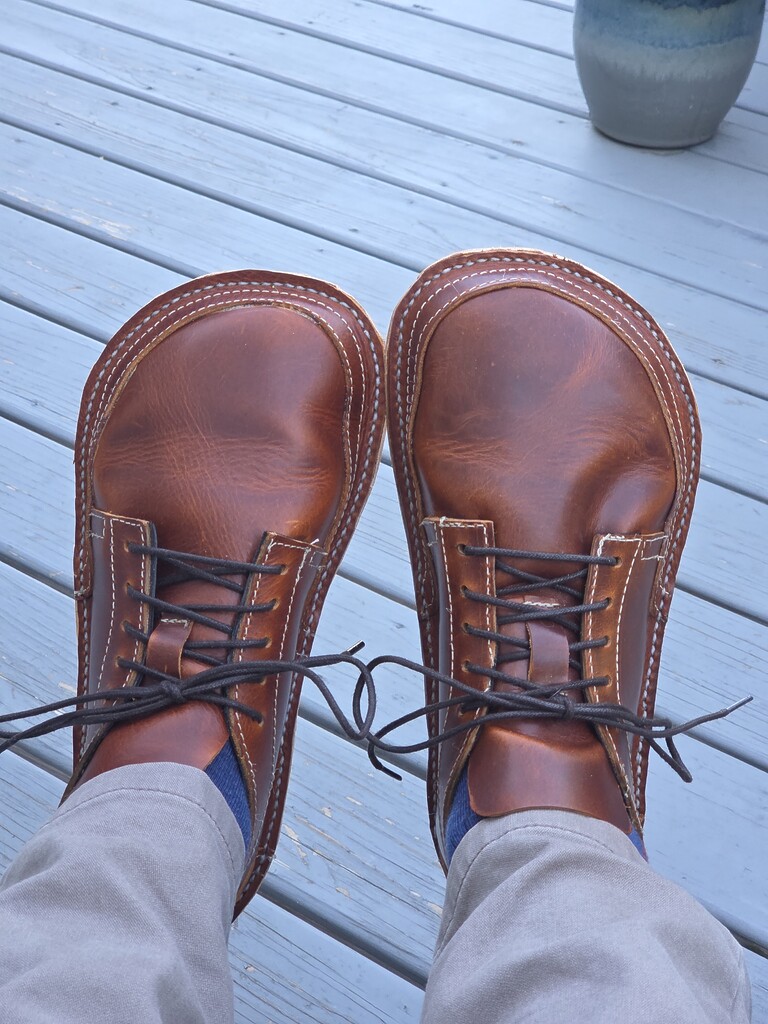 Shoes made with olmo smoked veg tan leather.
