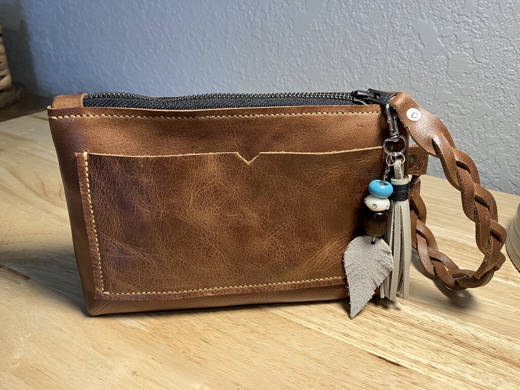 A leather bag made from cognac Avatar leather.