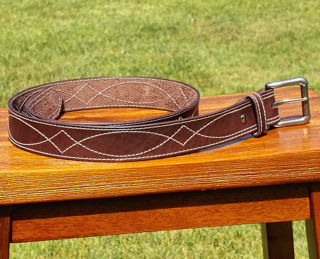A belt made from a Hermann Oak belt blank.